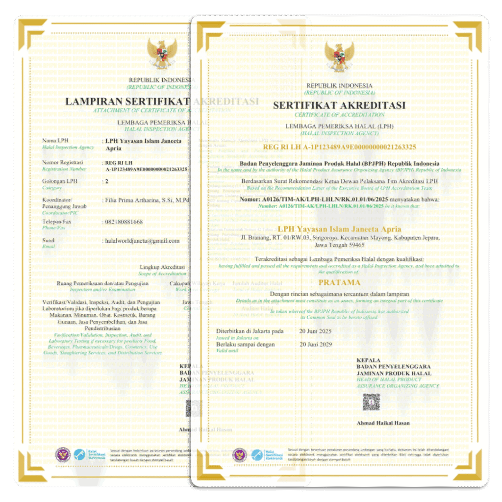 Sertifikat Akreditasi LPH Pratama BPJPH